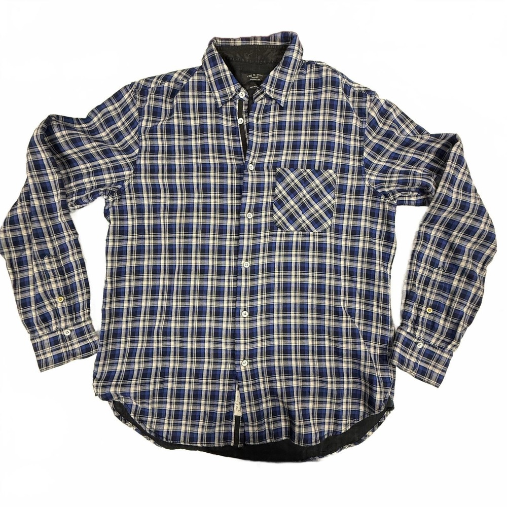 Rag & Bone Men's Classic Fit 100% cotton plaid‎ Flannel Size L